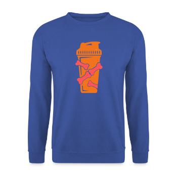 Knochen Protein Shaker Grafik - Unisex Pullover - Royalblau - Vorne - Alina (178cm) & Michal (187cm)
