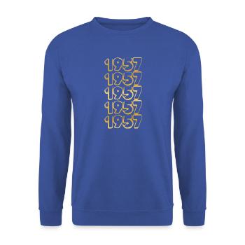 gold 1957 - Unisex Pullover - Royalblau - Vorne - Alina (178cm) & Michal (187cm)