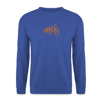 Sarah Graffiti-Signatur - Unisex Pullover - Royalblau - Vorne - Alina (178cm) & Michal (187cm)