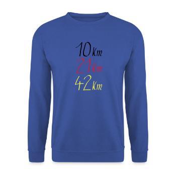 Running distance 10km 21km 42km Germany - Unisex Sweatshirt - royal blue - Front - Alina (178cm) & Michal (187cm)
