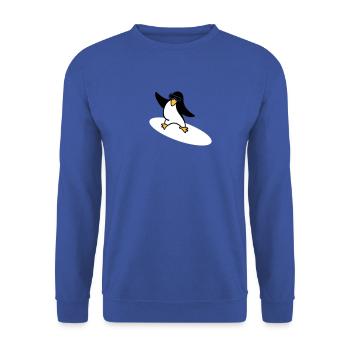 Surfer Pinguin / penguin (3c) - Unisex Pullover - Royalblau - Vorne - Alina (178cm) & Michal (187cm)