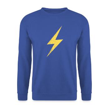 Blitzsymbol Energie Grafik - Unisex Pullover - Royalblau - Vorne - Alina (178cm) & Michal (187cm)