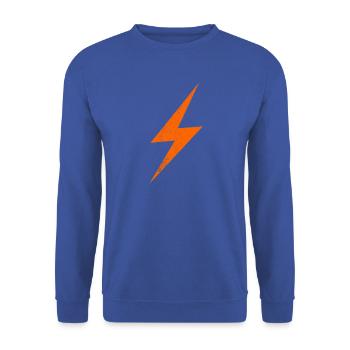 Oranger Blitz-Silhouette - Unisex Pullover - Royalblau - Vorne - Alina (178cm) & Michal (187cm)