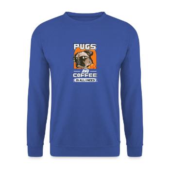 Cool Pug & Coffee : un design incontournable - Sweat-shirt Unisexe - bleu royal - Devant - Alina (178cm) & Michal (187cm)