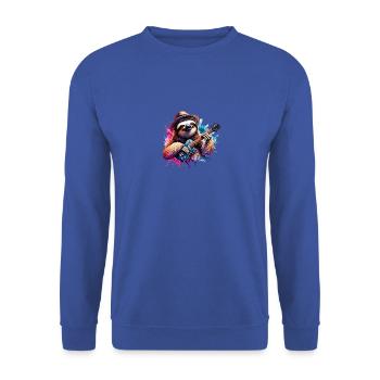 Coole Faultier E-Gitarre Gitarrist Design - Unisex Pullover - Royalblau - Vorne - Alina (178cm) & Michal (187cm)