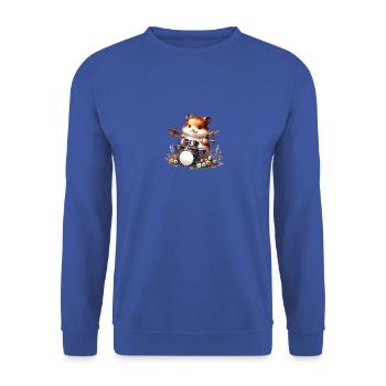 Cute Hamster Playing Drums Rock Music - Unisex Sweatshirt - royal blue - Front - Alina (178cm) & Michal (187cm)
