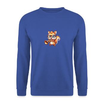 Cute squirrel with trumpet - Unisex Sweatshirt - royal blue - Front - Alina (178cm) & Michal (187cm)