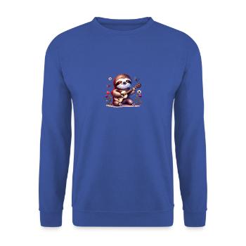 Süßes Faultier Gitarrist Band Design - Unisex Pullover - Royalblau - Vorne - Alina (178cm) & Michal (187cm)