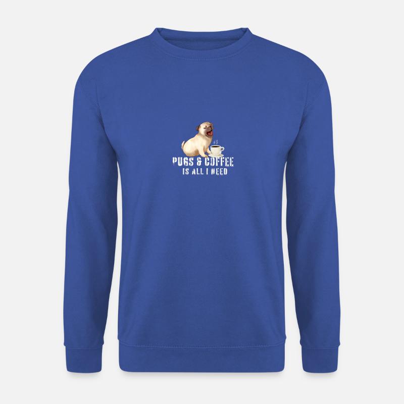 Mops und Kaffee Retro Liebe - Unisex Pullover - Royalblau