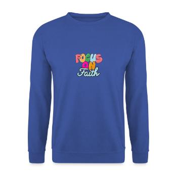 Focus On Faith Vibrant Christian Design - Unisex Sweatshirt - royal blue - Front - Alina (178cm) & Michal (187cm)