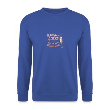 Schlager & Sekt C’est mon week-end - Sweat-shirt Unisexe - bleu royal - Devant - Alina (178cm) & Michal (187cm)