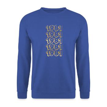 Geboren 1981 - Unisex Pullover - Royalblau - Vorne - Alina (178cm) & Michal (187cm)
