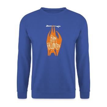 Fröhliche Halloween Fledermaus-Silhouette - Unisex Pullover - Royalblau - Vorne - Alina (178cm) & Michal (187cm)