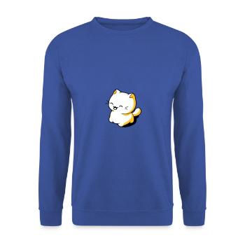 Lustige Katze Kawaii - Unisex Pullover - Royalblau - Vorne - Alina (178cm) & Michal (187cm)