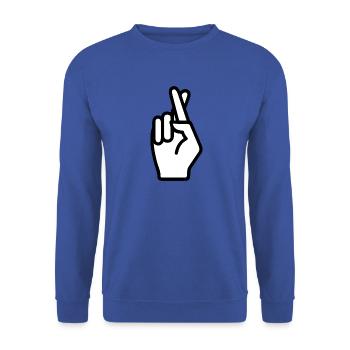 Hand sign crossed fingers gesture - Unisex Sweatshirt - royal blue - Front - Alina (178cm) & Michal (187cm)