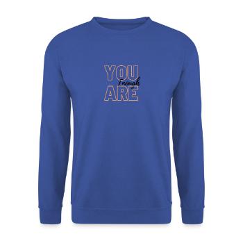 You are enough - Unisex Pullover - Royalblau - Vorne - Alina (178cm) & Michal (187cm)