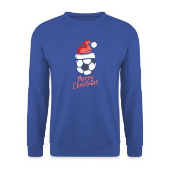 Weihnachten Fußball Santa Hut Design - Unisex Pullover - Royalblau - Vorne - Alina (178cm) & Michal (187cm)
