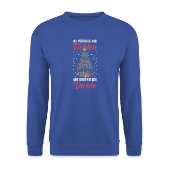 Weihnachtsmann Fichten Weihnachtsbaum Weihnachten - Unisex Pullover - Royalblau - Vorne - Alina (178cm) & Michal (187cm)