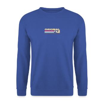 1942 - Unisex Pullover - Royalblau - Vorne - Alina (178cm) & Michal (187cm)
