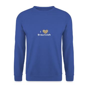 I Love Braunvieh - Unisex Pullover - Royalblau - Vorne - Alina (178cm) & Michal (187cm)