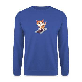 Katze, Laufband, Sport, Gym, Fitness - Unisex Pullover - Royalblau - Vorne - Alina (178cm) & Michal (187cm)
