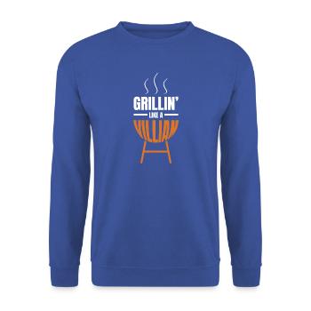 Grillin Like a Villain BBQ Cookout Art - Unisex Pullover - Royalblau - Vorne - Alina (178cm) & Michal (187cm)