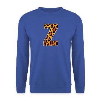 Leopardischer Z7 Print - Unisex Pullover - Royalblau - Vorne - Alina (178cm) & Michal (187cm)