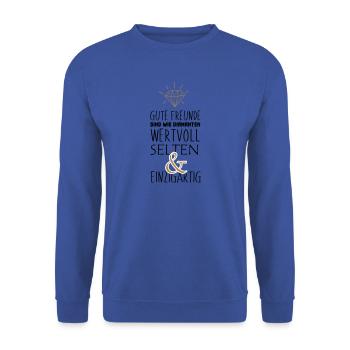 Gute Freunde sind wie Diamanten Geschenk Idee - Unisex Pullover - Royalblau - Vorne - Alina (178cm) & Michal (187cm)