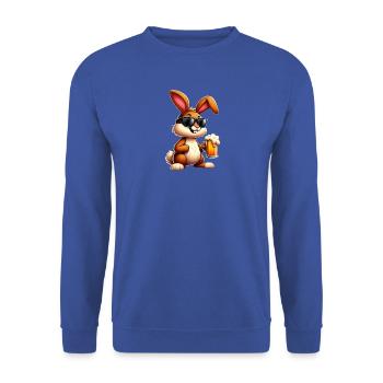 Lapin de Pâques avec une bière - Sweat-shirt Unisexe - bleu royal - Devant - Alina (178cm) & Michal (187cm)