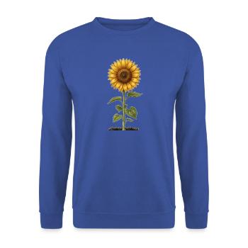Sonnenblume Sonnenblumen Motiv Sommer Garten Blume - Unisex Pullover - Royalblau - Vorne - Alina (178cm) & Michal (187cm)