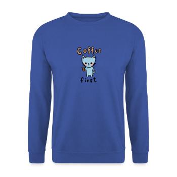 coffee cat - Unisex Sweatshirt - royal blue - Front - Alina (178cm) & Michal (187cm)