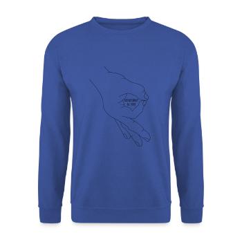 Reingeschaut Reingeguckt Retro Meme - Unisex Pullover - Royalblau - Vorne - Alina (178cm) & Michal (187cm)