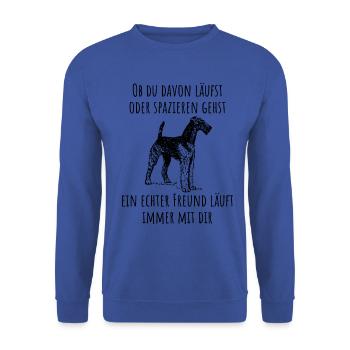 Hund Airedale Terrier Hunderasse Hundeliebhaber - Unisex Pullover - Royalblau - Vorne - Alina (178cm) & Michal (187cm)