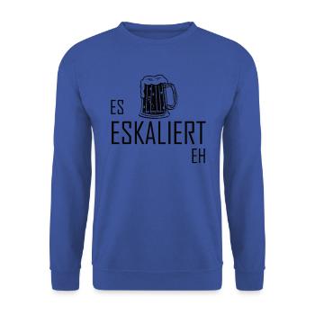 Es Eskaliert Eh - Bier Mallorca Suff - Unisex Pullover - Royalblau - Vorne - Alina (178cm) & Michal (187cm)