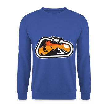 Klettern Bouldern Kletterer Bergsteiger Felsklette - Unisex Pullover - Royalblau - Vorne - Alina (178cm) & Michal (187cm)