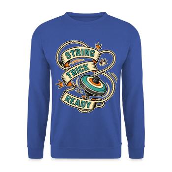 STRING TRICK READY - Unisex Pullover - Royalblau - Vorne - Alina (178cm) & Michal (187cm)