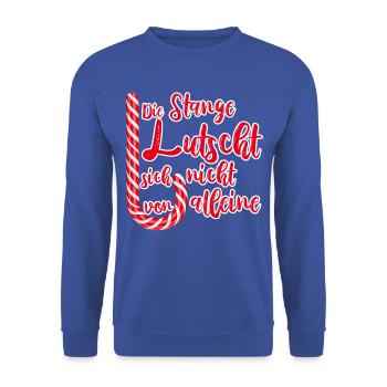 Zuckerstange Lutschen Lustige Sprüche Weihnachten - Unisex Pullover - Royalblau - Vorne - Alina (178cm) & Michal (187cm)