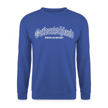 Ostdeutschland HÄRTER ALS DER REST - Unisex Pullover - Royalblau - Vorne - Alina (178cm) & Michal (187cm)