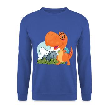 cool funny nerd Dino - Unisex Sweatshirt - royal blue - Front - Alina (178cm) & Michal (187cm)