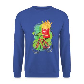 lustiges Fahrrad Pommes tshirt - Unisex Pullover - Royalblau - Vorne - Alina (178cm) & Michal (187cm)