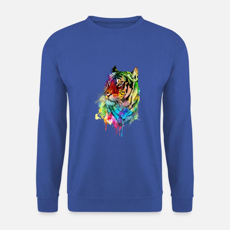Tiger Aquarell Großkatze Raubkatze Geschenk - Unisex Pullover - Royalblau