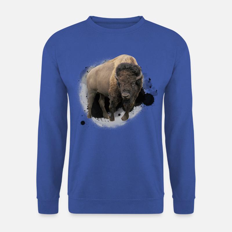 Bison Büffel Rind Design Illustration Geschenk - Unisex Pullover - Royalblau