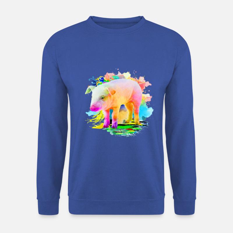 Ferkel Schwein Wasserfarben Bunt Geschenk - Unisex Pullover - Royalblau