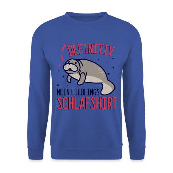 Definitiv mein lieblings Schlafshirt weiße Robbe S - Unisex Pullover - Royalblau - Vorne - Alina (178cm) & Michal (187cm)