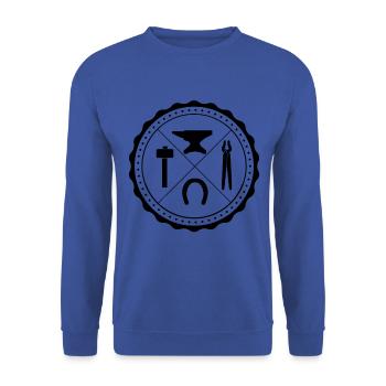 Großes Design für Pferdeschmied Hufschmied - Unisex Pullover - Royalblau - Vorne - Alina (178cm) & Michal (187cm)