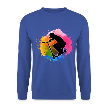 Coloré aquarelle stuntscooters scooters stunt - Sweat-shirt Unisexe - bleu royal - Devant - Alina (178cm) & Michal (187cm)