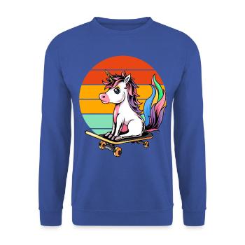 Licorne Skateboard Retro - Sweat-shirt Unisexe - bleu royal - Devant - Alina (178cm) & Michal (187cm)