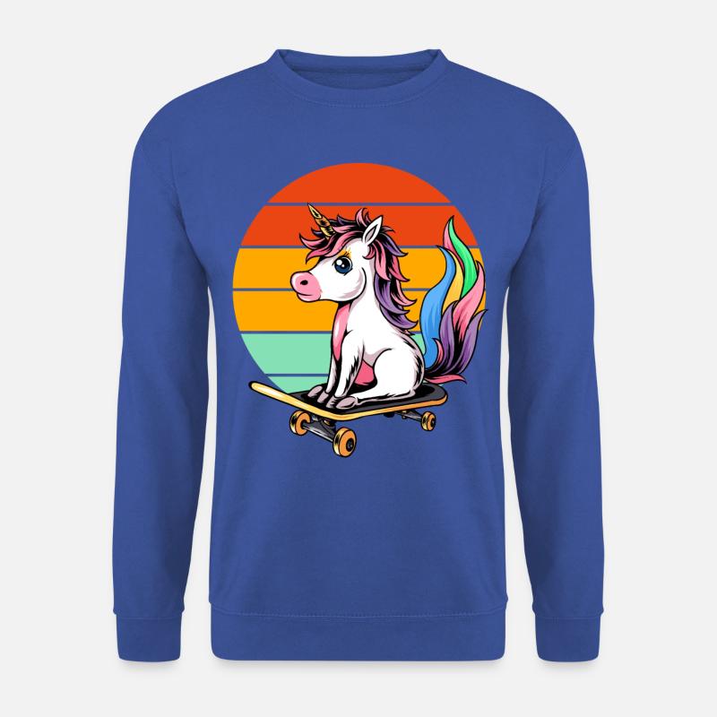 Einhorn Skateboard Retro - Unisex Pullover - Royalblau