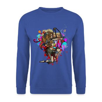 Bogenschießen - Unisex Pullover - Royalblau - Vorne - Alina (178cm) & Michal (187cm)