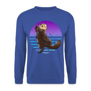 Otter Retro - Unisex Pullover - Royalblau - Vorne - Alina (178cm) & Michal (187cm)